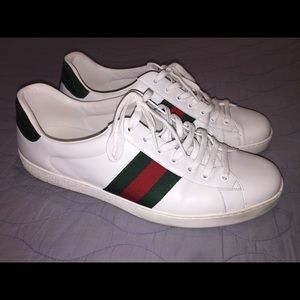 Gucci LowTop White Leather Sneakers US Size 13